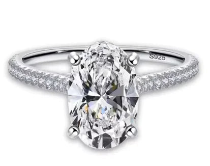 3-Carat Oval Simulated Diamond Ring Jewelry